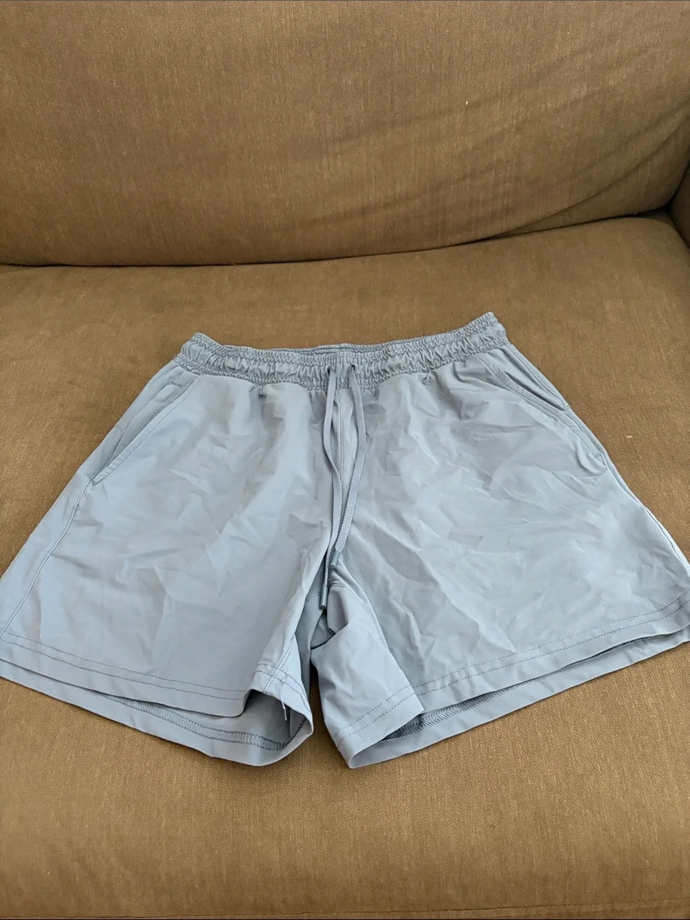Men's Light Blue Drawstring Athletic Shorts
